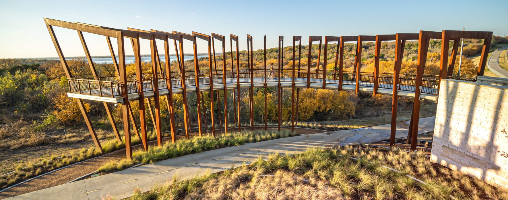 FM 1382 Trail walkway feature in the evening